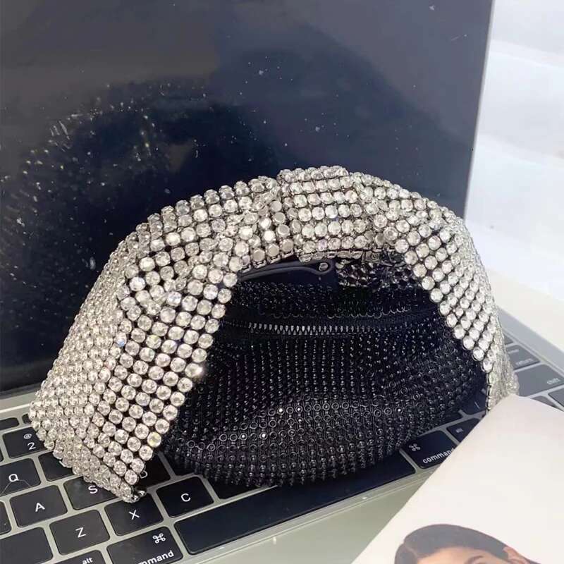 Shiny Rhies Bow Evening Clutch Party Bags For Women Designer Handbag And Purses 2024 New Fashion Dia Mini Tote