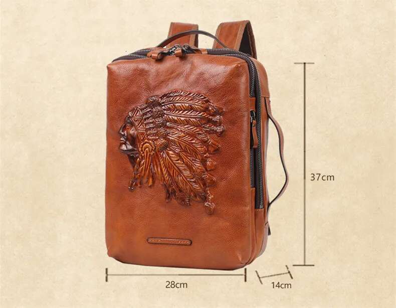 Vintage Men's Backpack Male Laptop Shoulder Bag Men Large Capacity Travel Backpacks Cowhide Schoolbag Indian Cow Leather