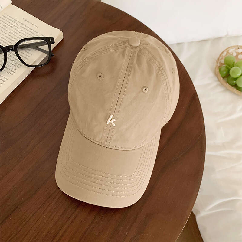 Korean version letter embroidery soft top baseball thin design, small face, big head circumference, sun protection and shading duckbill cap trendy