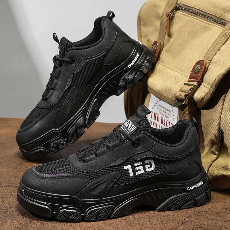 Men's Seasonal Sports and Leisure Breathable Mesh Increased Height Thick Sole Dad Shoes Wear-resistant Hiking