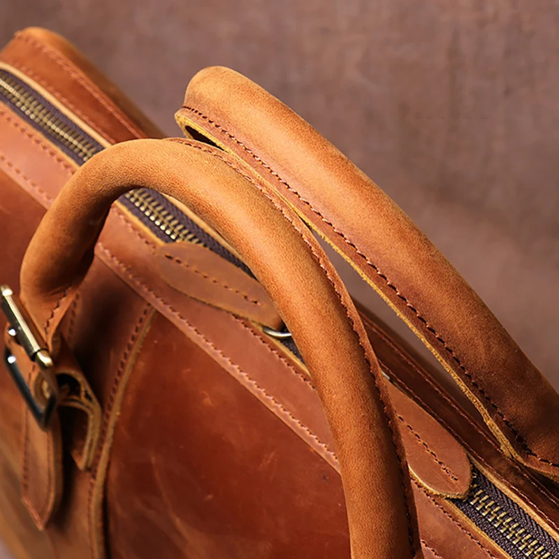 Retro denim leather lightweight handbag mens business office briefcase 15 inch laptop bag mens fashion messenger bag 250317