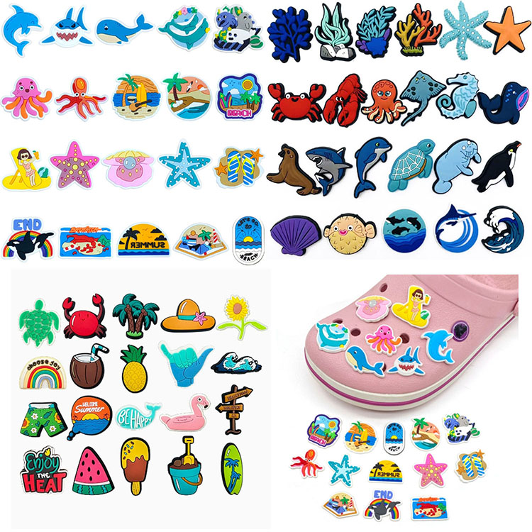 20pcs PVC Summer Style Shoe Charms Beach Vacation Shoe Decorations Pins for Women Men Kids Sandal Clog Buckles Accessories Gifts