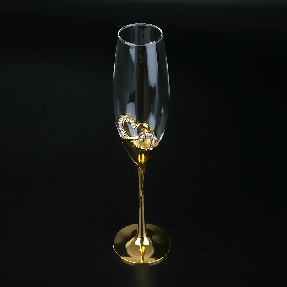 Crystal champagne glasses wedding goblets red wine glasses European household sparkling sweet wine glasses golden glasses 250317