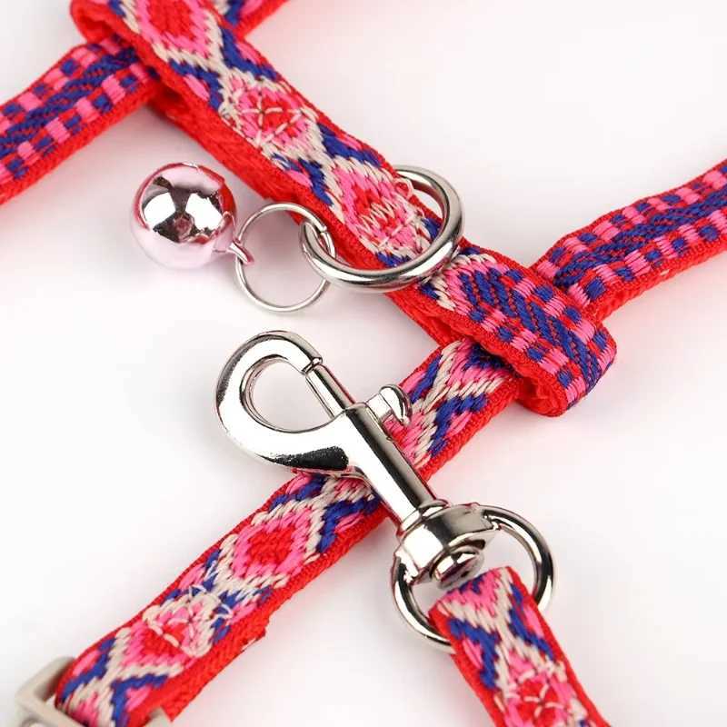 Nylon cat harness and belt set adjustable pet harness and belt set walking vest harness cat collar with bell pet suppliesT250318