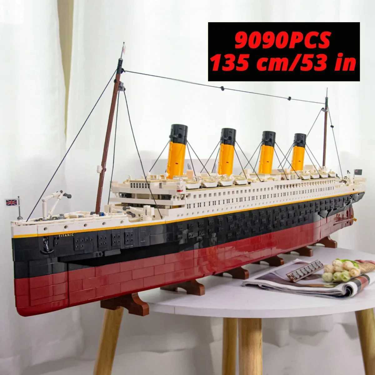 display New 9090Pcs Movie Titanic Large Cruise Boat Ship Model Building Blocks Bricks Compatible with 10294XJ250318