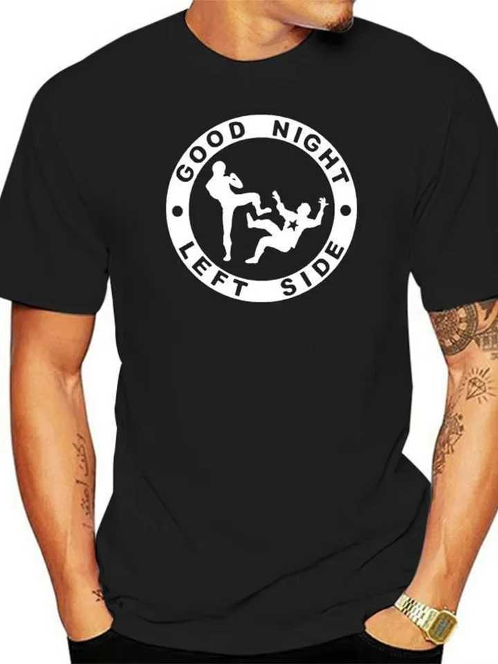 Good Night Left Side T-shirt Novelty Funny Graphic Tees Womens Fashion Mens Casual Top Crew Neck Short Sleeve Fashion Street WearXJ250318