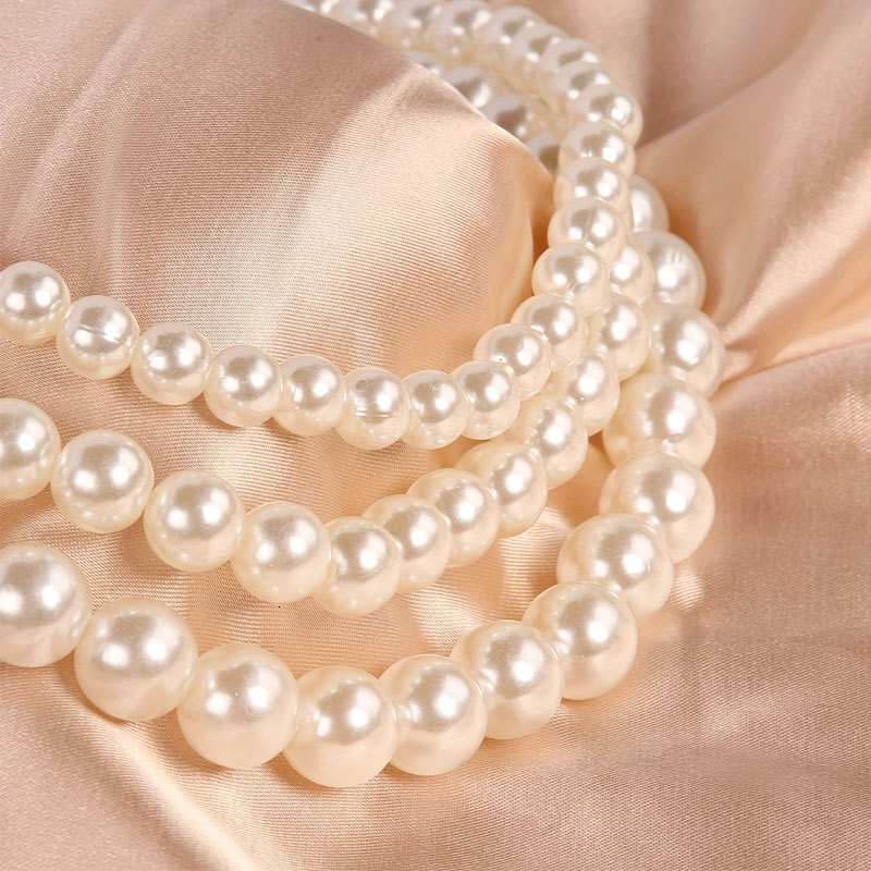 8/10/12MM Imitation Pearl Three Layer Necklace Women Wear Multi-layer Choker Collarbone Chain Jewelry