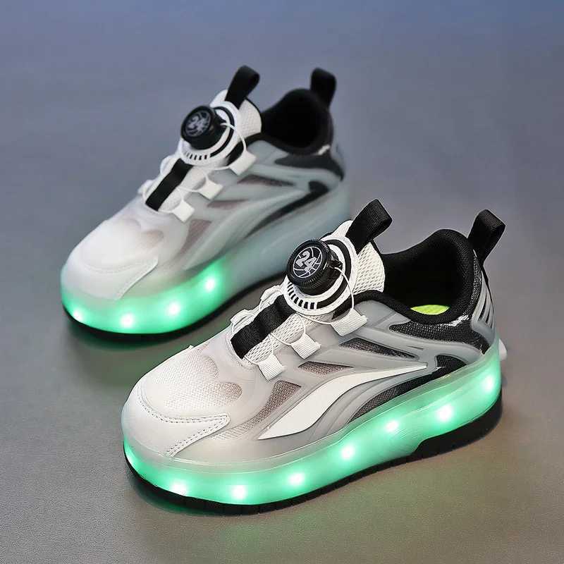 Childrens walking shoes boys two wheeled girls sports roller skates invisible students outdoor activities W250318