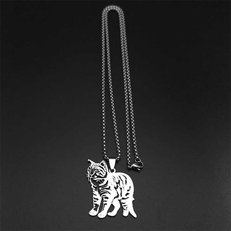Kawaii Doll Cat Pendant Necklace Womens Stainless Steel Gold Silver Cute Pet Kitten Chain Jewelry Gift W250318
