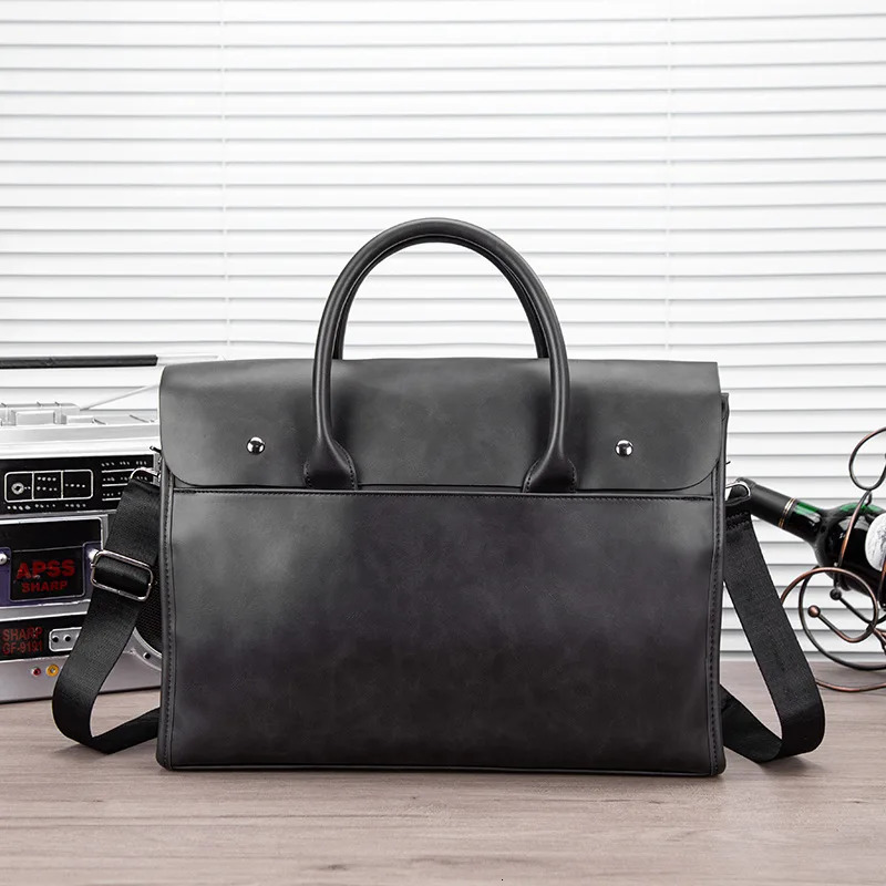 Retro briefcase shoulder messenger bag mens leather 14 inch notebook bag mens tablet briefcase business handbag 250317