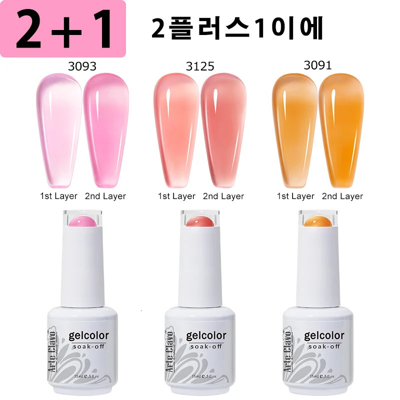 Arte Clavo 3pcs Summer Colorful Jelly Gel Nail Polish Translucent Semi Permanent Varnish UV LED For Nail Art Manicure Gel 250314