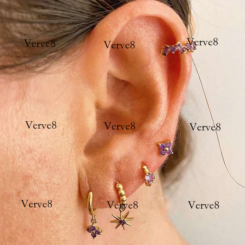 / gold-plated sier ear Clips For Women Dainty Baguette Round Zircon CZ Conch Ear Cuff Earrings Fashion Trend Jewelry