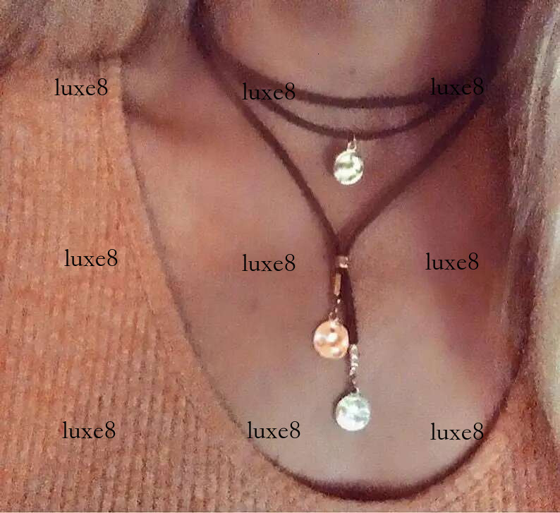 Boho Hammer Coin Disc Layered Veet Rope Choker Necklace for Women Southwestern