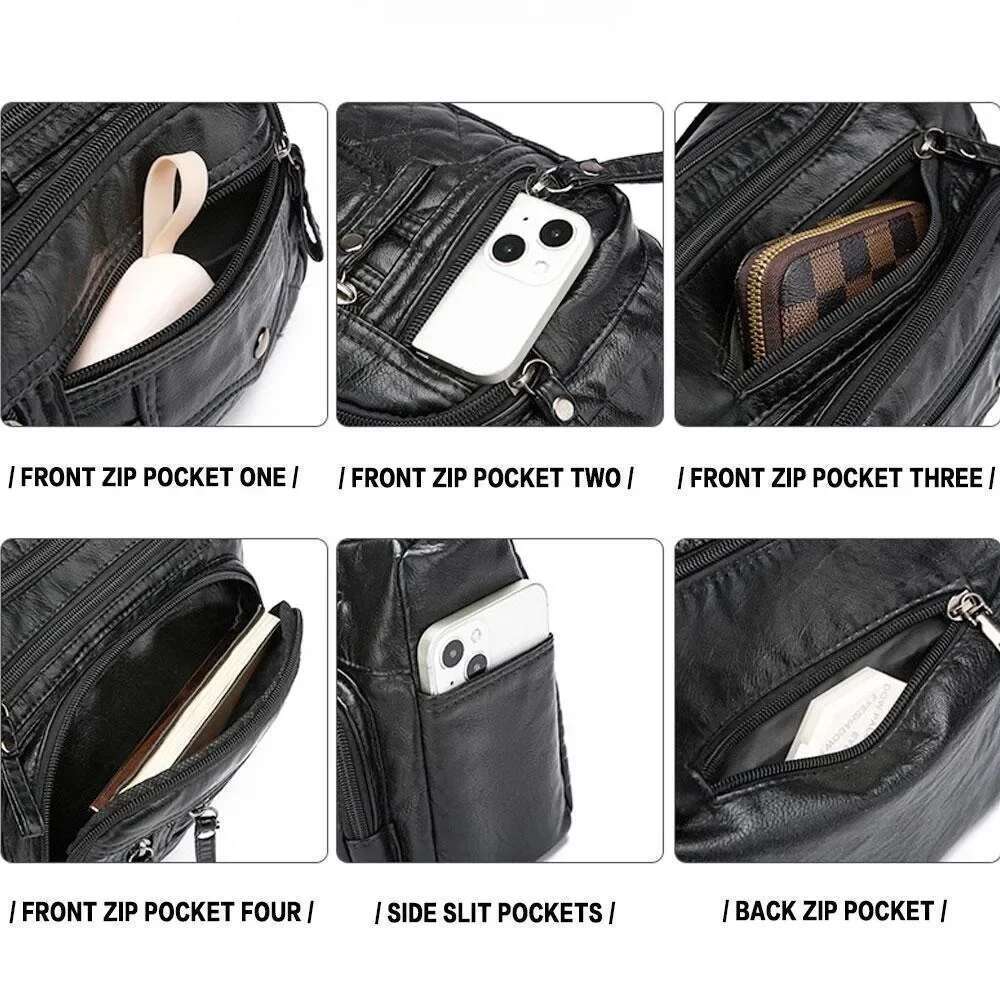 Casual KISMIS New Large-Capacity Shoulder Washed Leather Crossbody Bag, Fashion Simple Mom Bag for Women ,