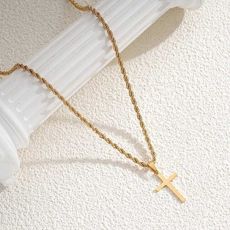 New stainless steel cross pendant necklace suitable for men women minimalists gold jewelry mens and womens necklaces necklaces W250318