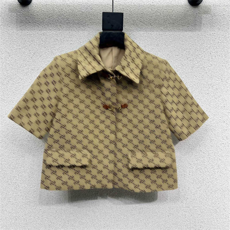 Jacquard Short Sleeve designer jacket women luxury Buttons lapel with Pockets slim Short coat Classic Vintage Comfortable top womens clothing S-L