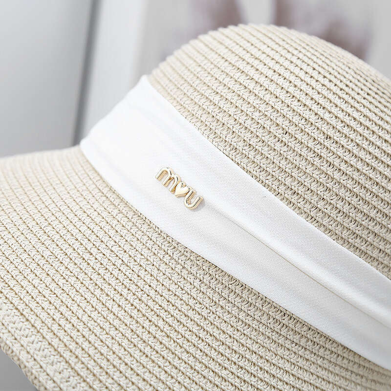 Large eave shading fisherman women, summer woven breathable bow grass for traveg on the beach, sun protection basin hat