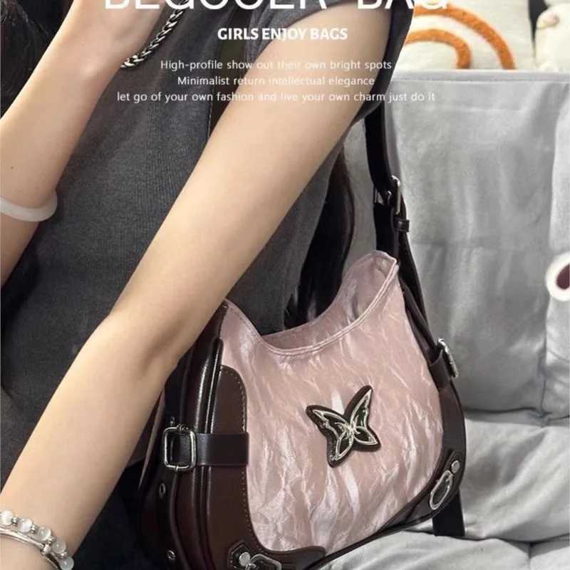 JIAERDI Fairycore Y2k Shoe Bag Warm Girl Leather Half Mo Bag Wallet Fem Motorcycle Messenger Bag Y250318