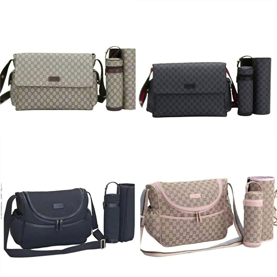 Designer diaper bag Waterproof Mom Bag 3 set Diaper bag Baby Baby Zipper Brown plaid print b05