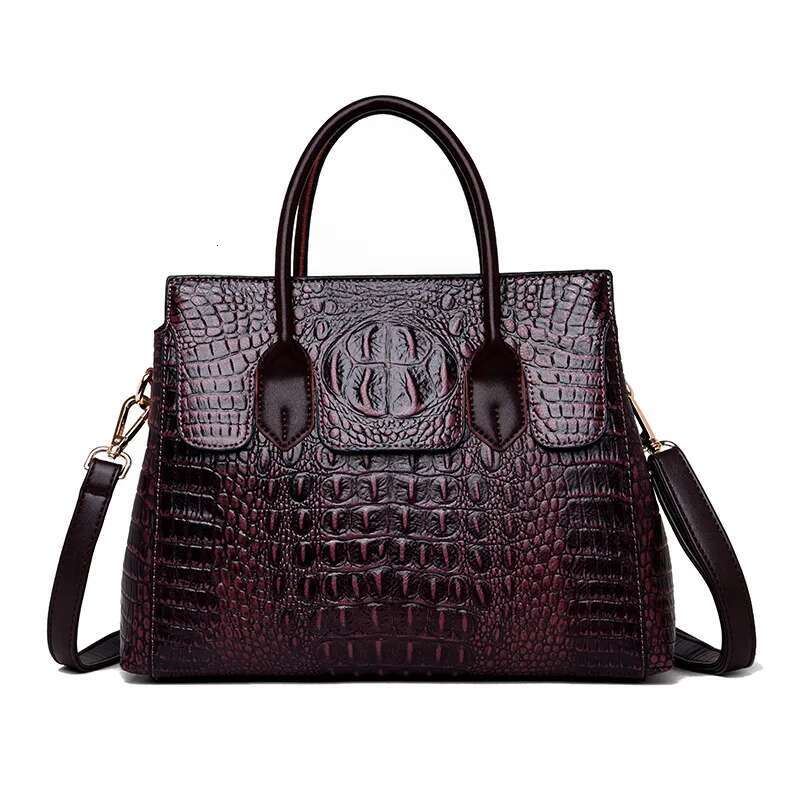 Hot Genuine Leather Shoulder Female Vintage Crocodile Large Totes Crossbody Bag Handbag Women Bags Designer