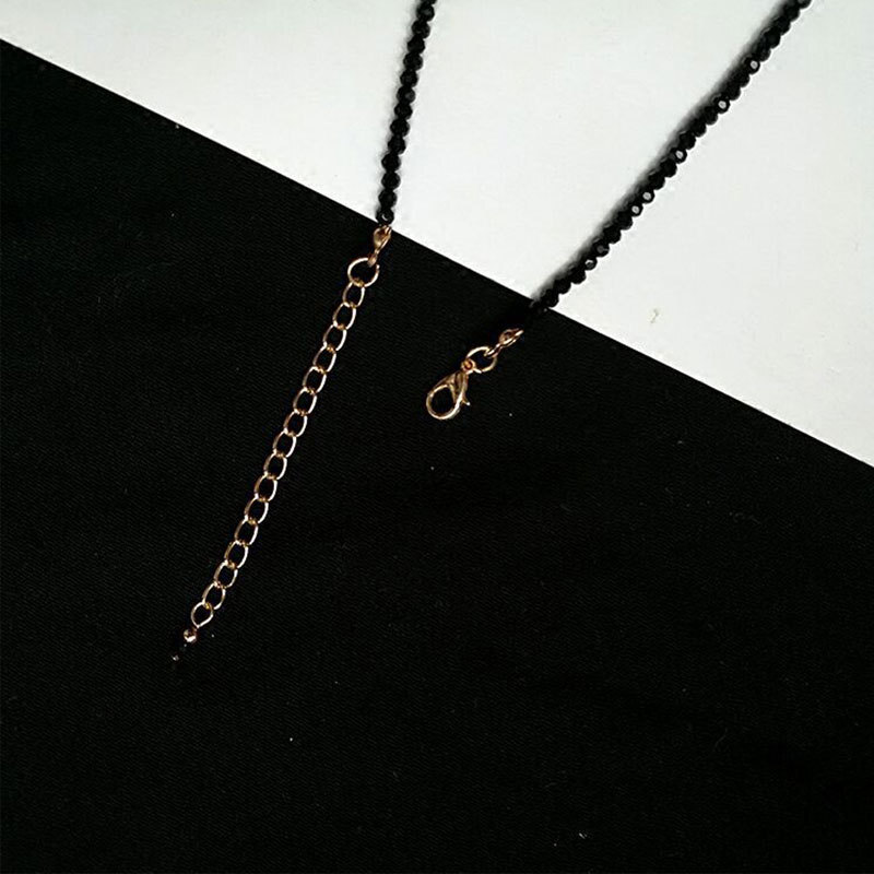 Black Crystal Glass Beaded Beaded Necklace for Women Fashion Choker Collarbone Chain Accessories