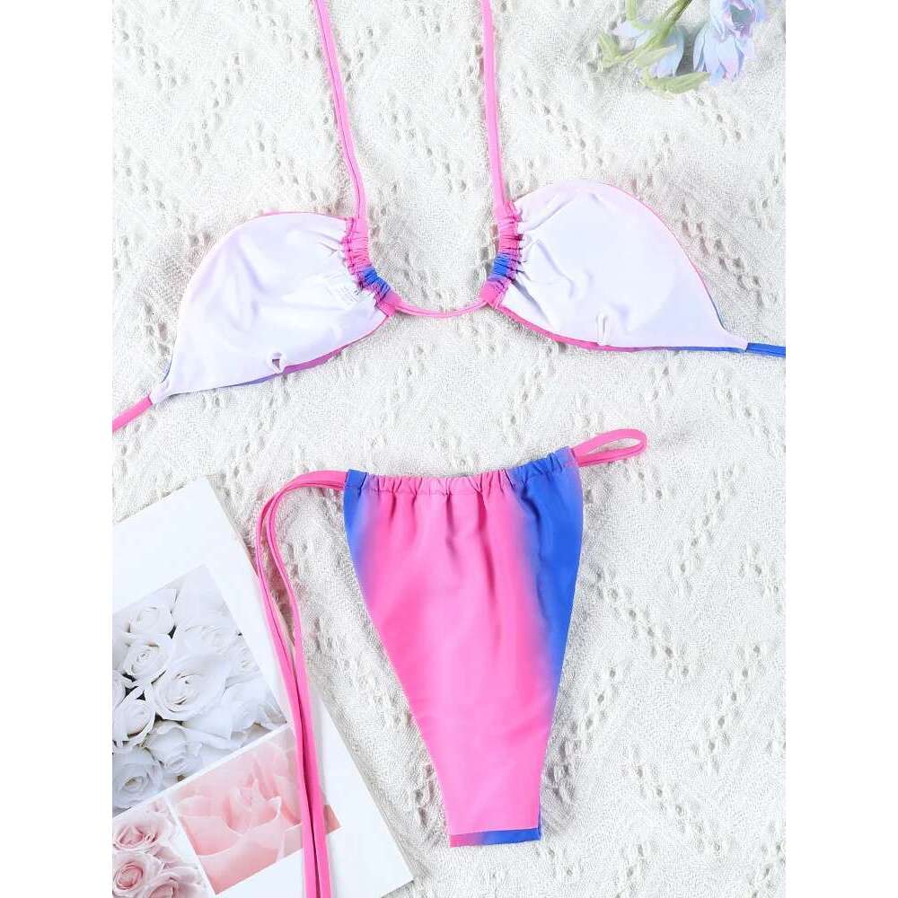 ZRTAK Tie Dye Bikini women bikini set Sexy swimsuits women block color adjust swimsuit high quality bandage swimsuit
