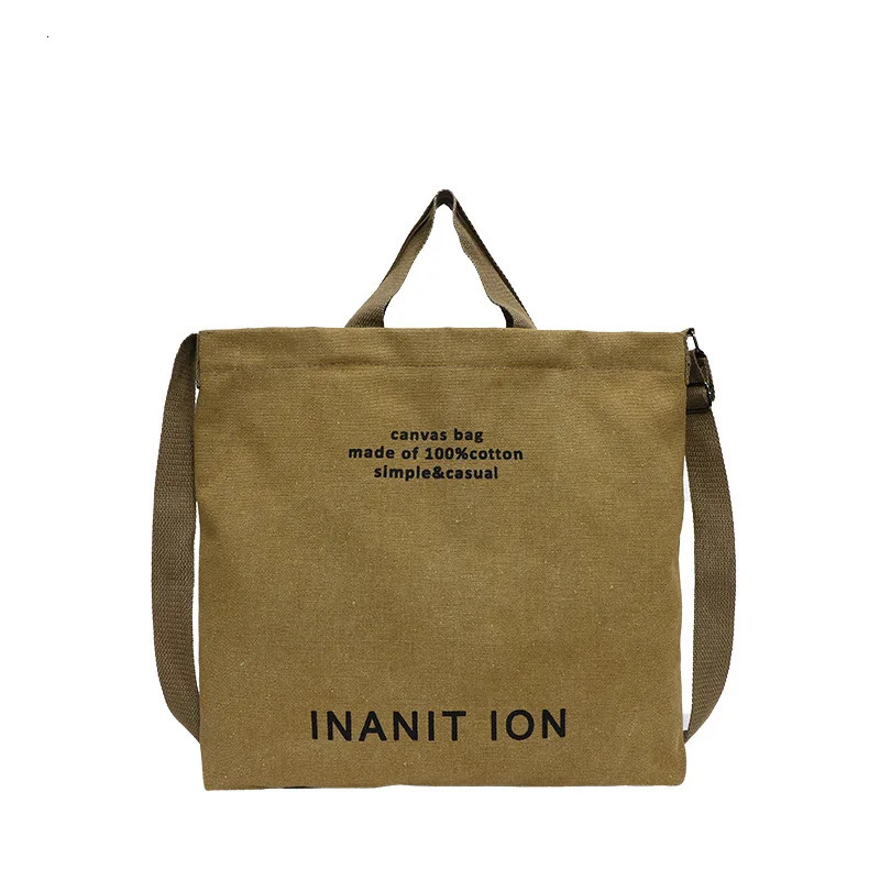 Japanese Canvas Mens and Womens Simple Cross-body Bag Wash Canvas Thick Handbag Large Capacity Arts Students Package Satchel R250318