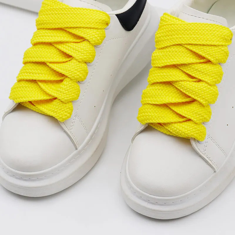 Coolstring Widened Flat Single Layer 2cm Thick Polyester Wide Campus Shoelaces 00s for Casual Sneaker Women Hoodie Cord Cordon 250318