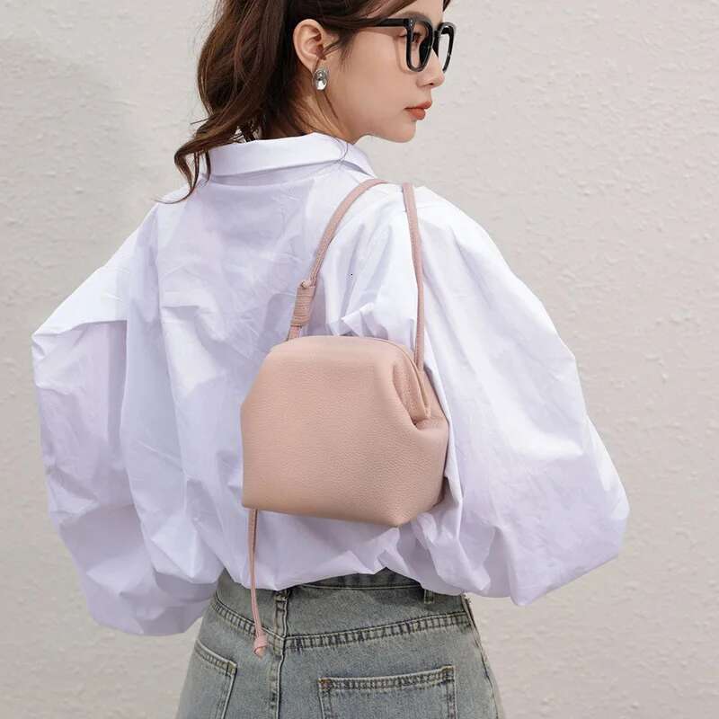 Fashion Korea Style 100% Genuine Leather Shell Bag Female Small Shoulder Crossbody Bags Soft Daily Casual Commute Handbags Brown
