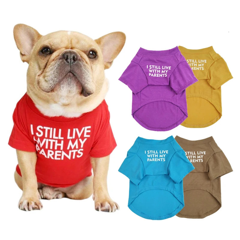 Letter Printed French Bulldog Shirt Cozy Cotton Stretch Pet Dog Clothes for Chihuahua Summer Pug Tshirts Yorkshire Cat Clothing 250318