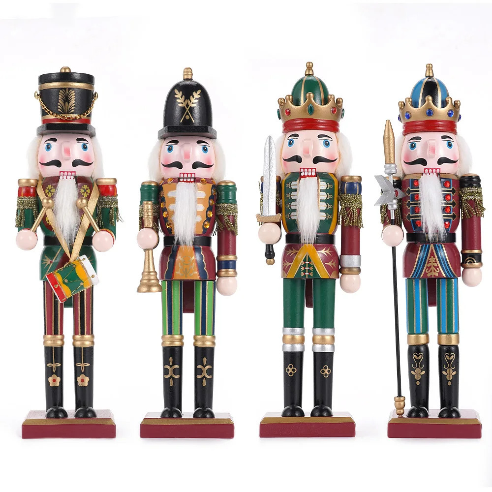 30CM Wooden Nutcracker Christmas Decorations Soldier Figures Handmade Dolls Toys Home Office Table Decorations Gifts Friends 250314