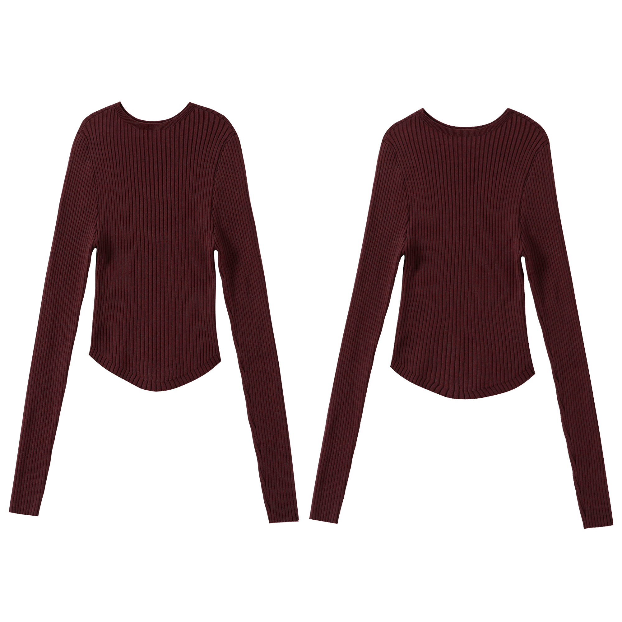 Ladies' casual long sleeved top - slim fit cut striped pattern and unique texture