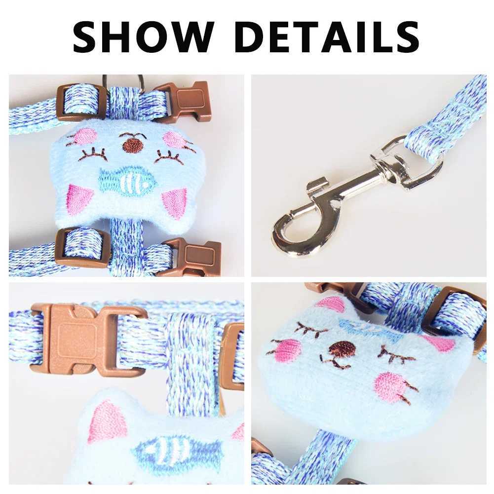Cat collar pet strap adjustable cute cartoon cat strap cat strap walking lead strap cat productT250318