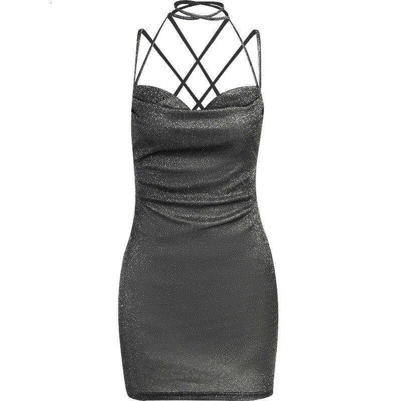 Women's Swimsuit Tight Dress Jy22286 Knitted Open Back Suspended Dress 2024 Summer Women's Fashion Sexy Short Wrapped Hip Skirt