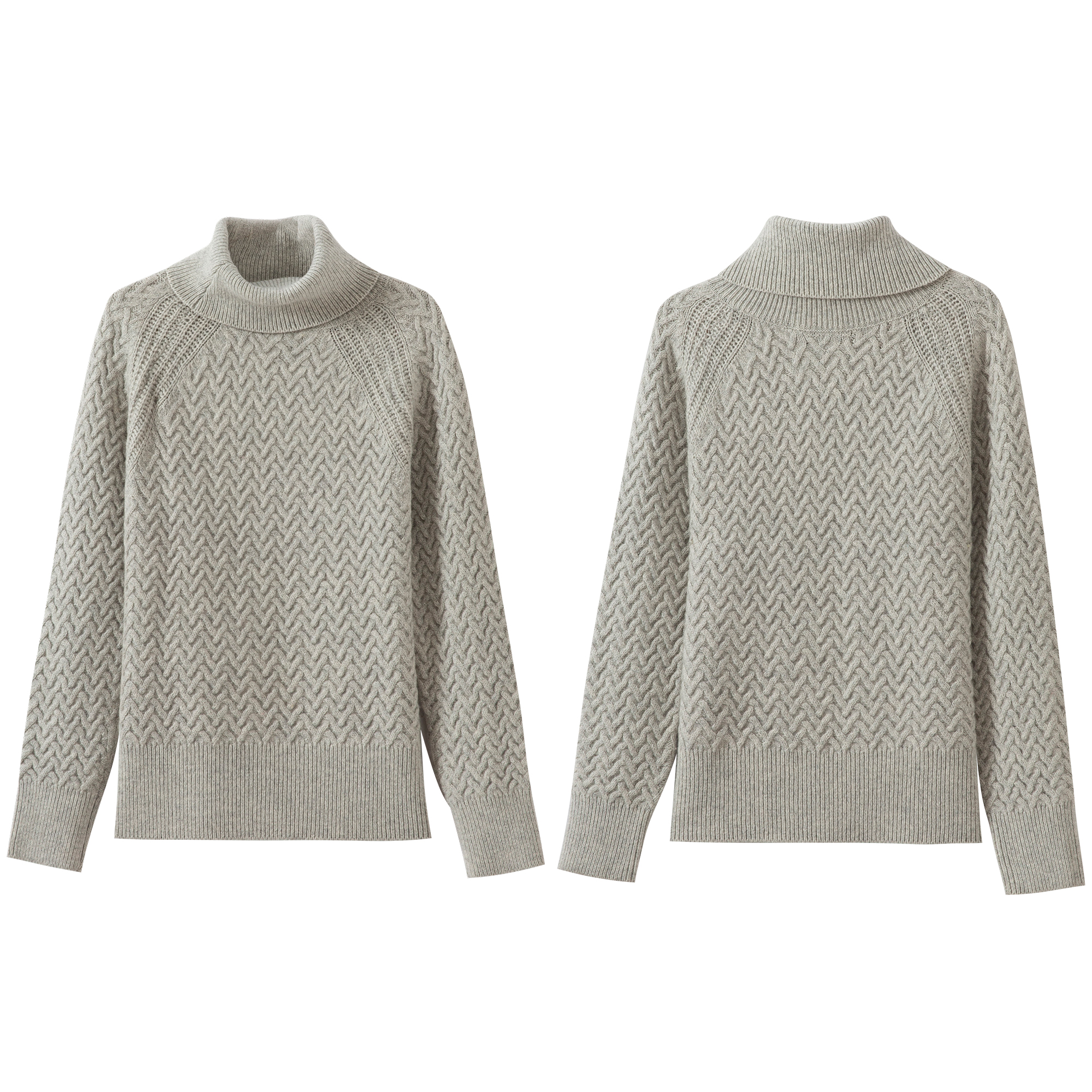 High Neck Thick Wool Knit Sweater with Elegant Twisted Flower Detail