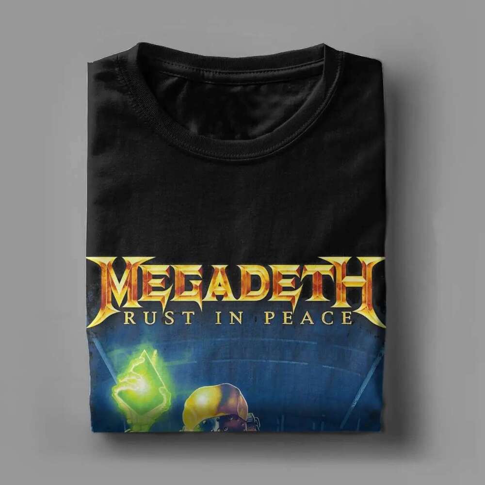 New Rust and Peace Metal Rock Band T-shirt Men's and Women's Round Neck 100% Cotton T-shirt Megadeths T-shirt Short Sleeve Party Top