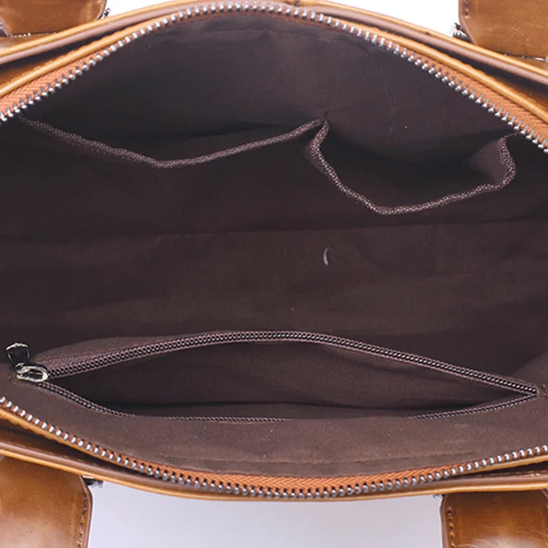 Mens business office briefcase computer handbag mens PU leather handbag mens large solid shoulder bag black retro bag 250317