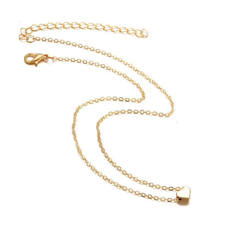 Simple Love Pendant Necklace Female Alloy Peach Heart Choker Temperament Personality Everything Clavicle Chain Jewelry