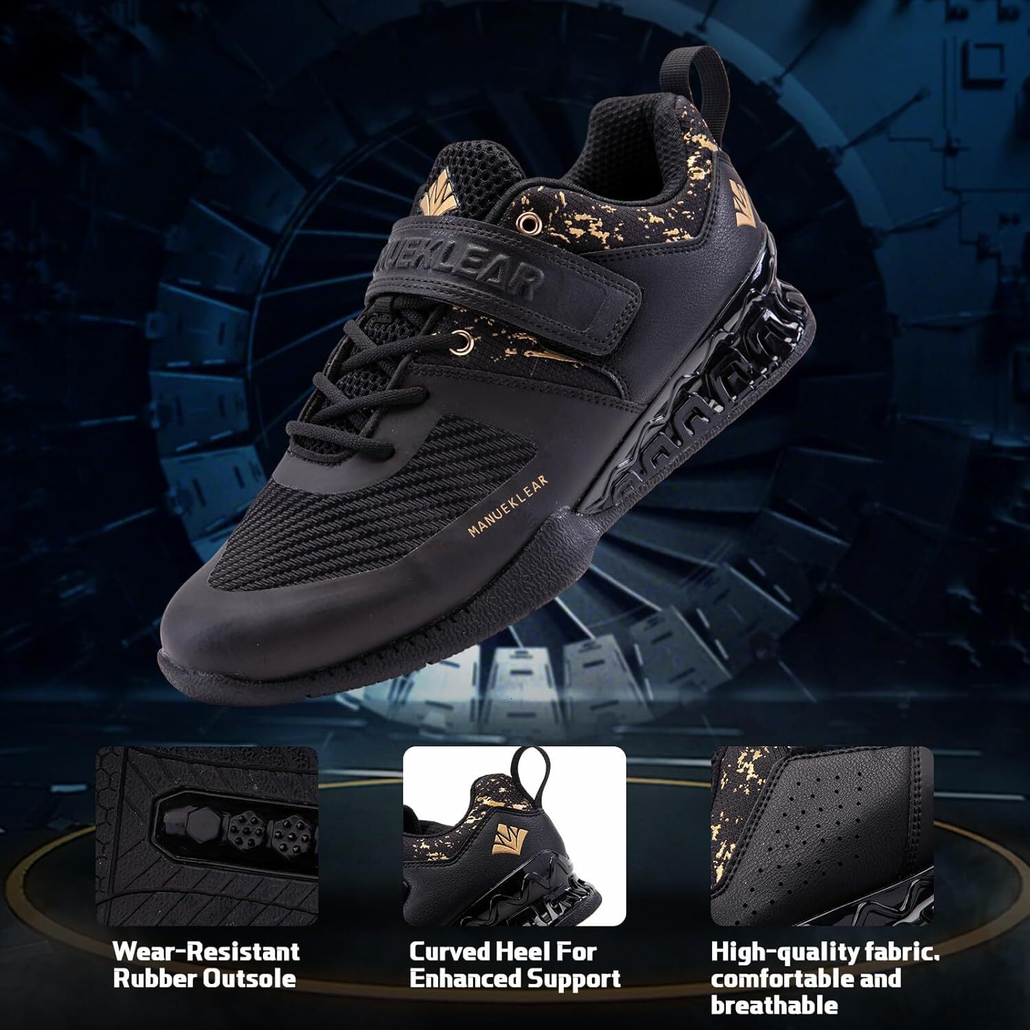 ManuEKLEAR hard pull shoes, men's strong anti slip lifting shoes, men's and women's professional training weightlifting shoes, rubber a