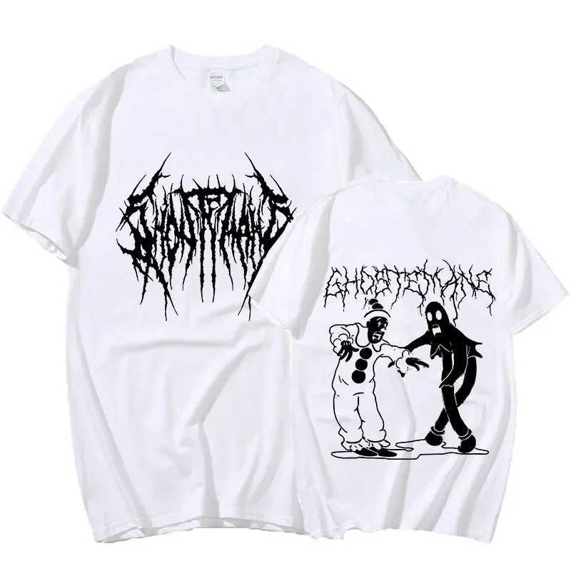 Ghostemane double-sided printed T-shirt mens 100% pure cotton fashionable hip-hop metal gothic rock T-shirt oversized loose streetwearT250318