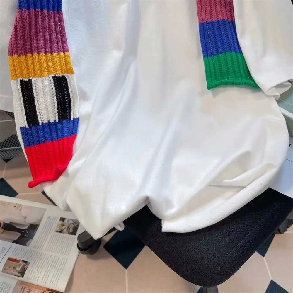 Oldyanup mens oversized 100% pure cotton T-shirt fashion patch work short sleeved loose casual T-shirt top summer streetwear unisexT250318