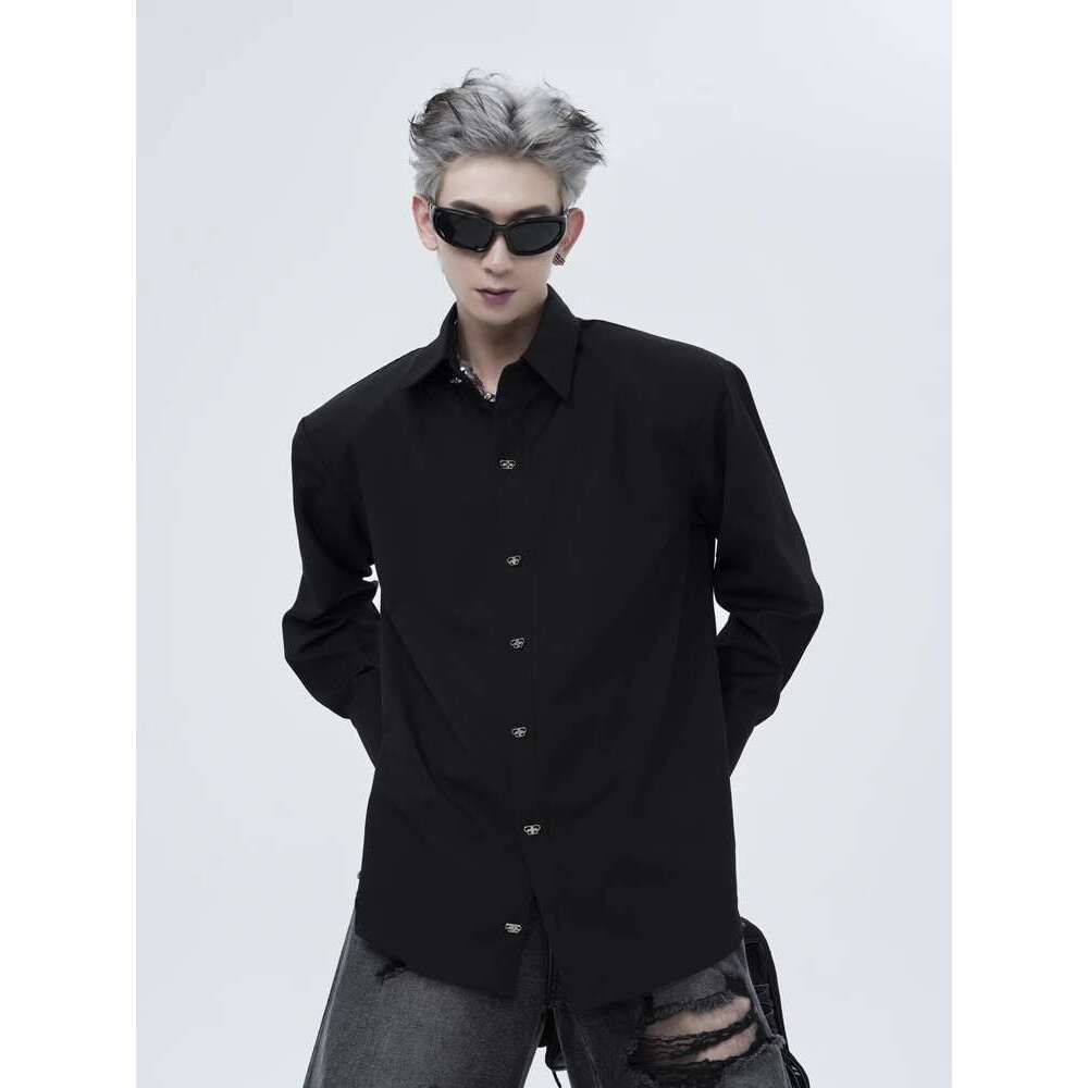 Men's Clothing White For Men A High-End And Rugged Silhouette, Minimalist Style, Men's Inch With Handsome Shoulder Pads, Youthful Shirt Tren