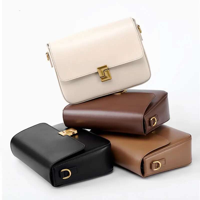 Women's Versatile Commuting Single Shoulder Small Square Cowhide Bag Leather New Fashionable Crossbody Bag,