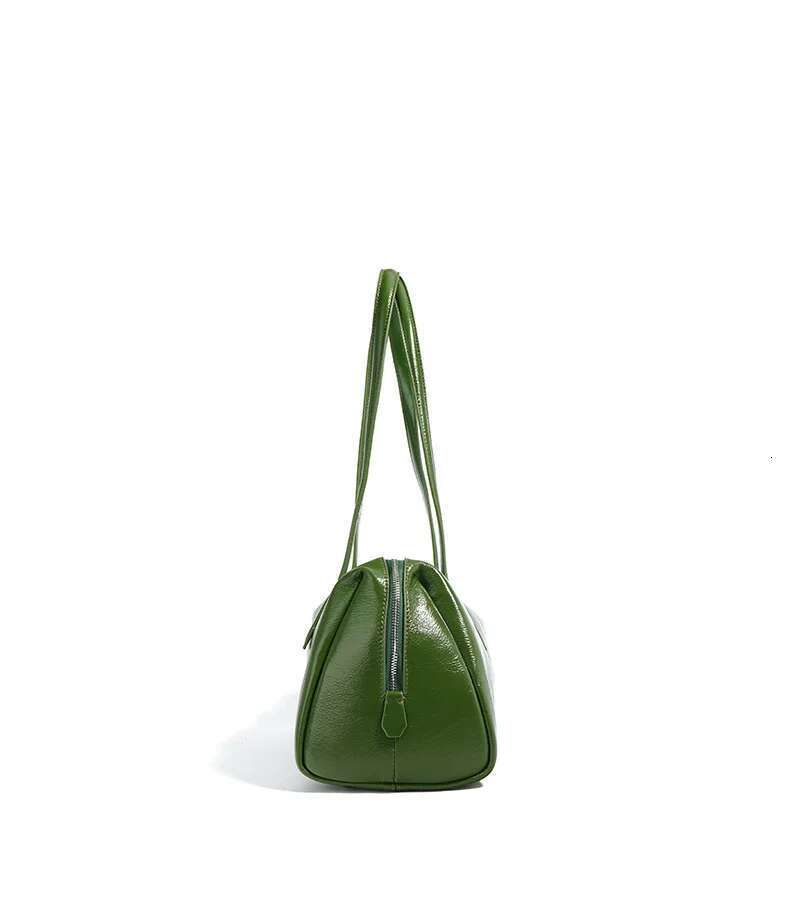 Green Bags Retro Women Bag Oil Wax Cowhide Leather Handbag Vintage Boston Pillow Lady Daily Purses