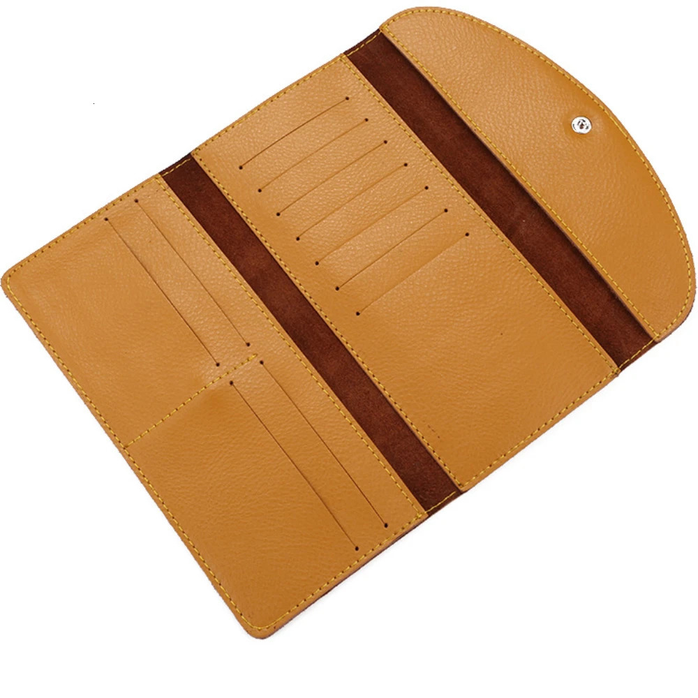 Genuine Leather Womens Long Wallet Fashion Envelope Clutch Wallets Female Purse Slim Card Holder Ladies Cash Money Bag 250317