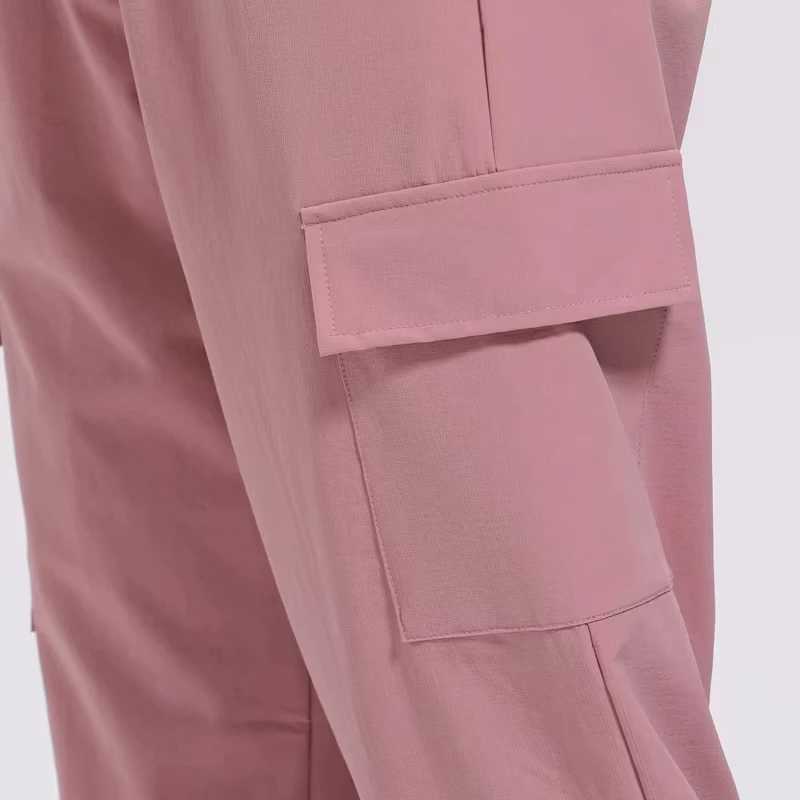 Womens sports pants loose spring and autumn running yoga track suit Trouser pocket fitness solid high waist cargo jogging pants W250318