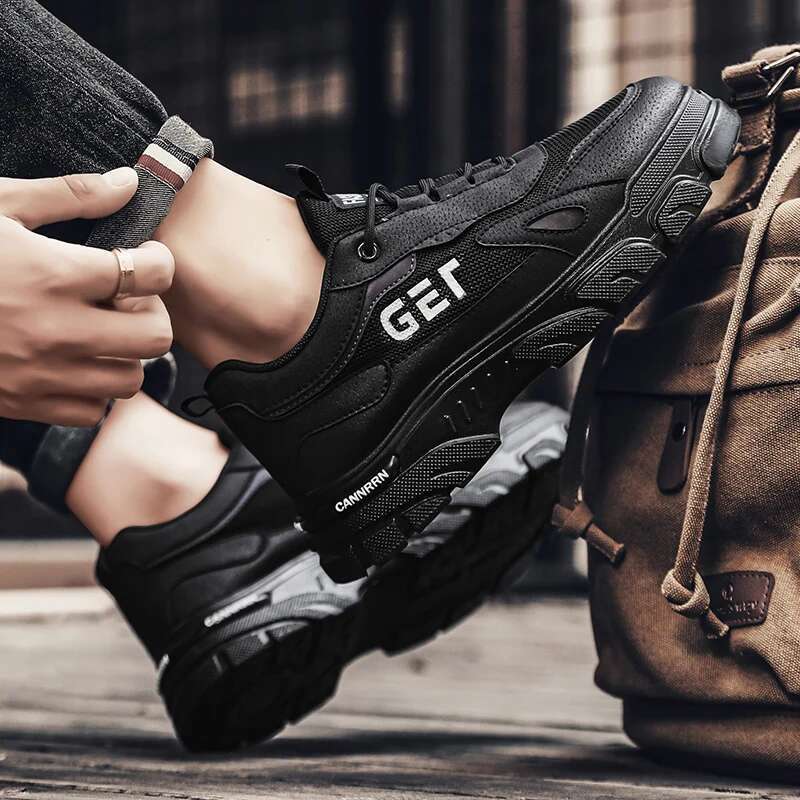 Men's Seasonal Sports and Leisure Breathable Mesh Increased Height Thick Sole Dad Shoes Wear-resistant Hiking