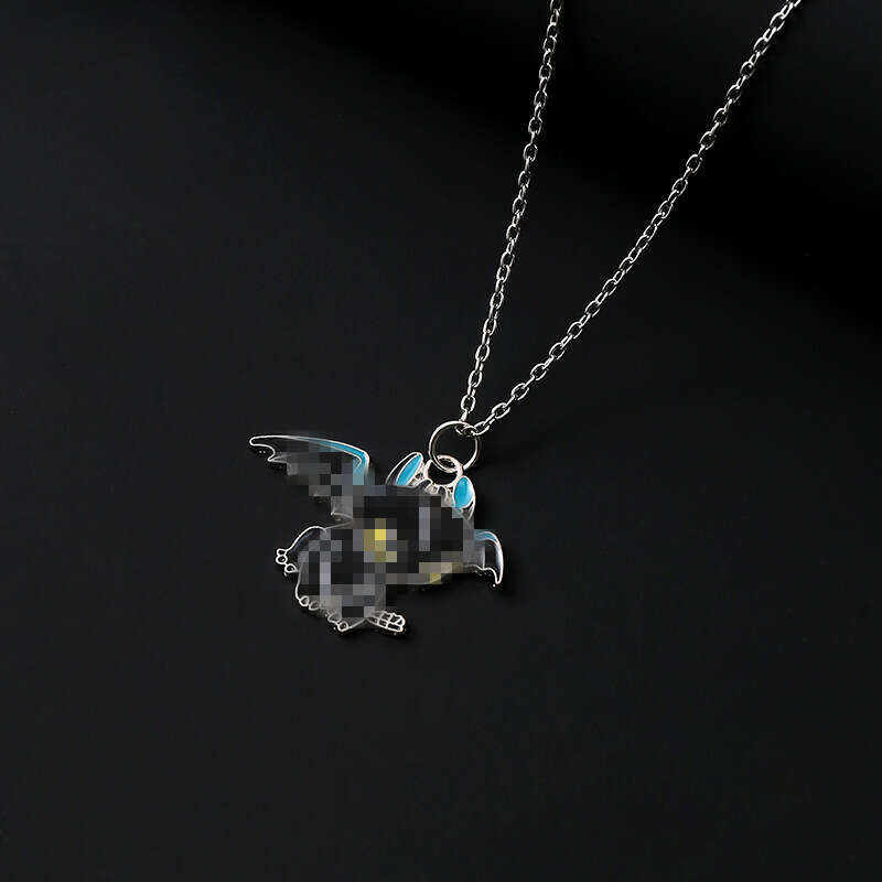 Black and white demon necklace, female Instagram, niche hip-hop men's pendant, versatile long sweater chain necklace