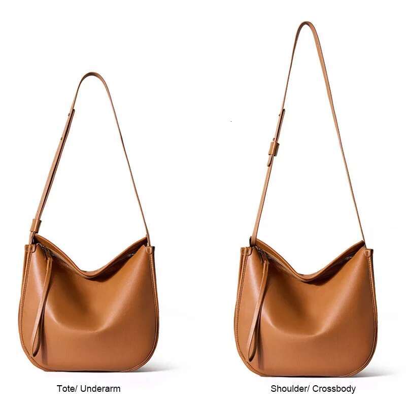 2023 New High Quality Saddle Genuine Leather Female Large Shoulder Bags Simple Crossbody Bag Women Commute Handbags