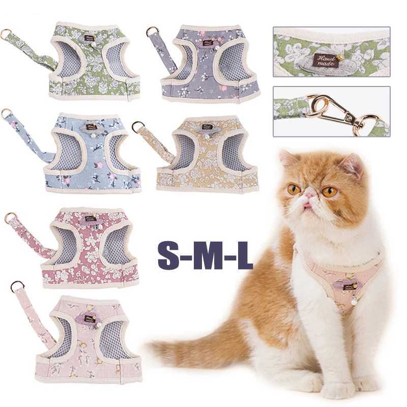 S-L Cat Dog Harness Vest With Leash Adjustable Pet Chest Strap Easy Control Cat Harness Outdoor Walking Lead Leashes Pet ProductT250318